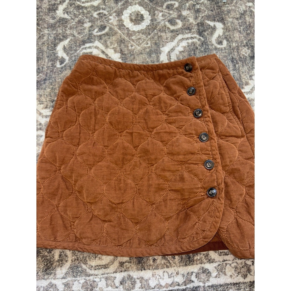 Madewell Corduroy Quilted Mini Skirt Warm Coffee Brown Size 00